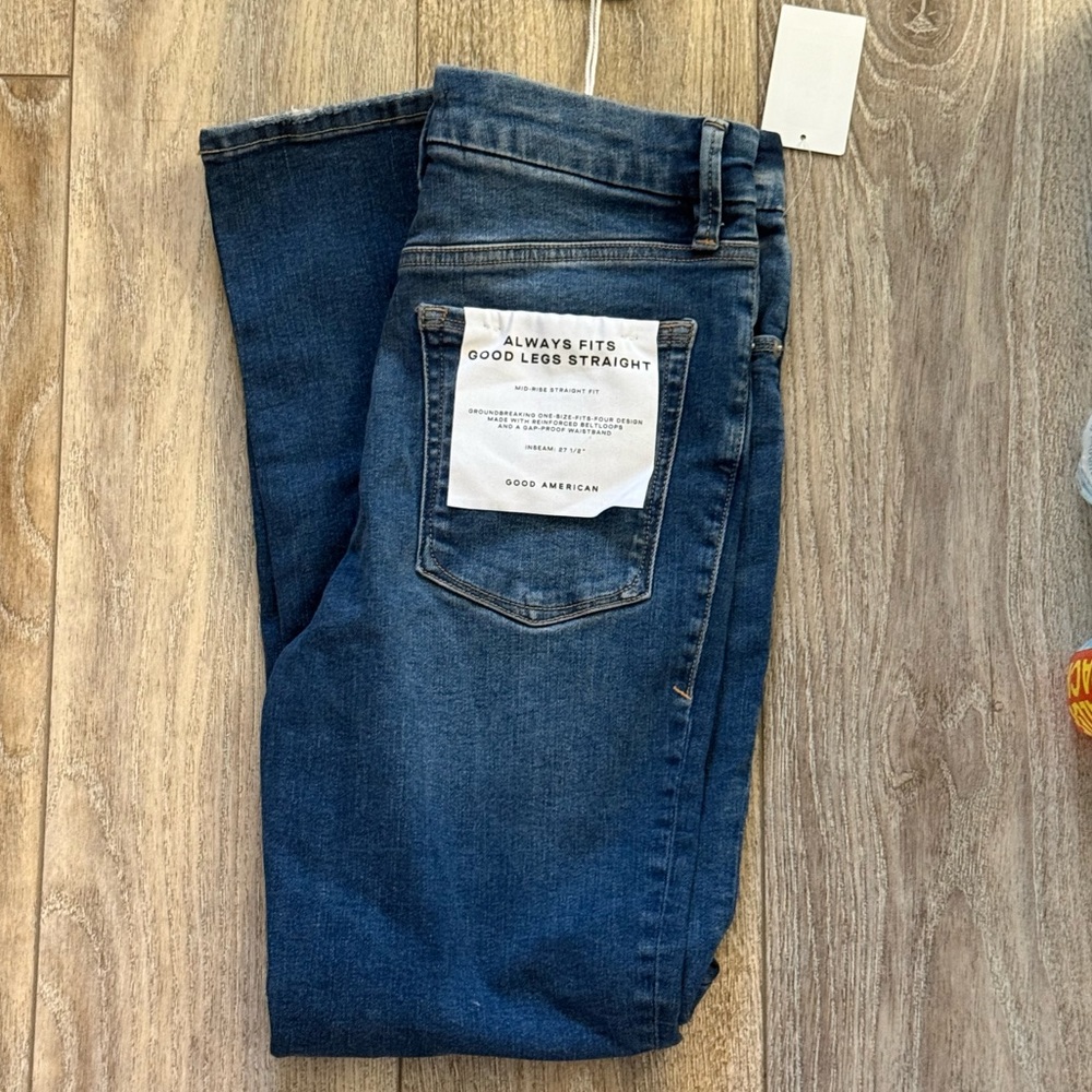 NWT Good American Always Fits Good Legs Straight Jeans Size 6-12 Indigo $159